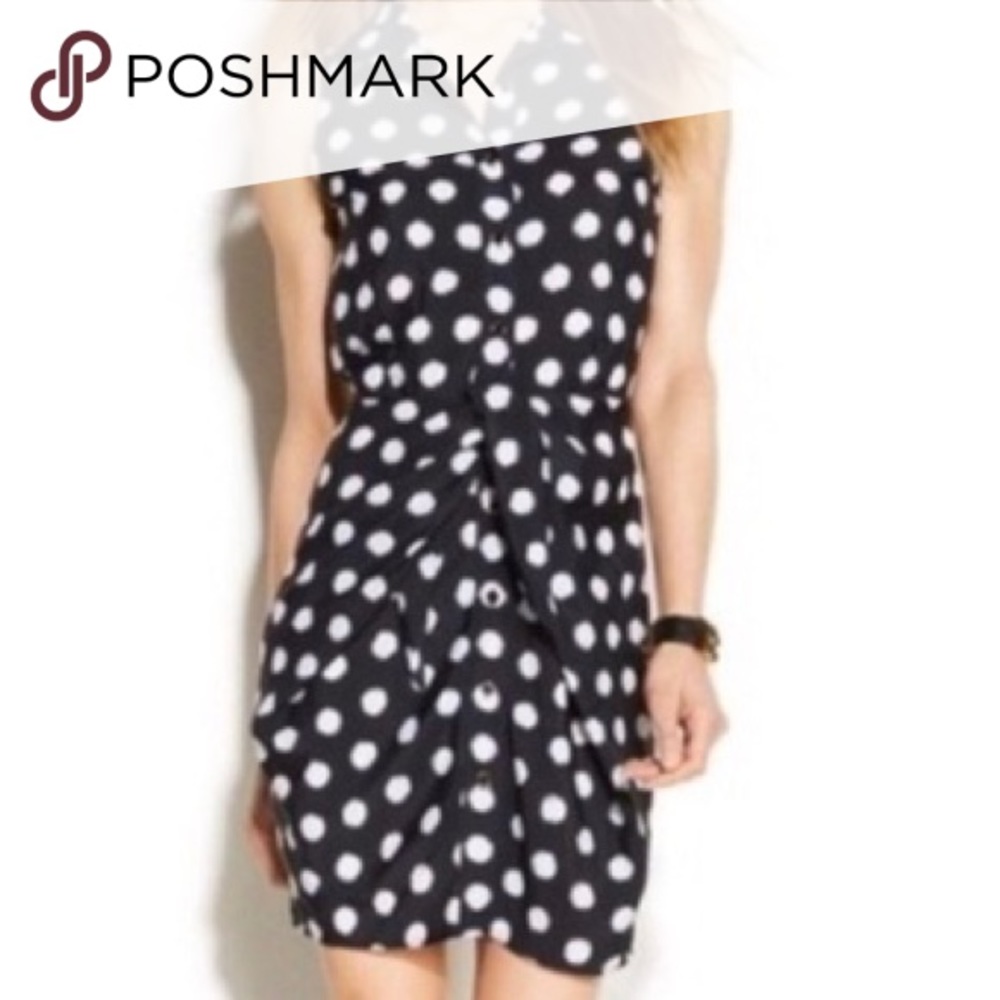 Michael Kors Black and White Polka Dot Midi Dress
